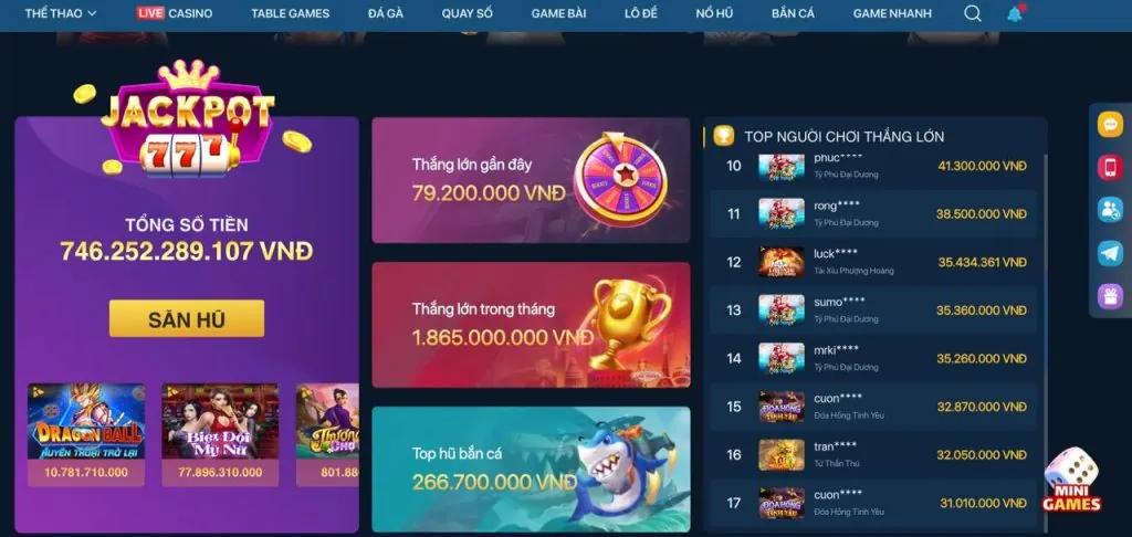 Kho Game Nổ Hũ Đa Dạng tại live casino